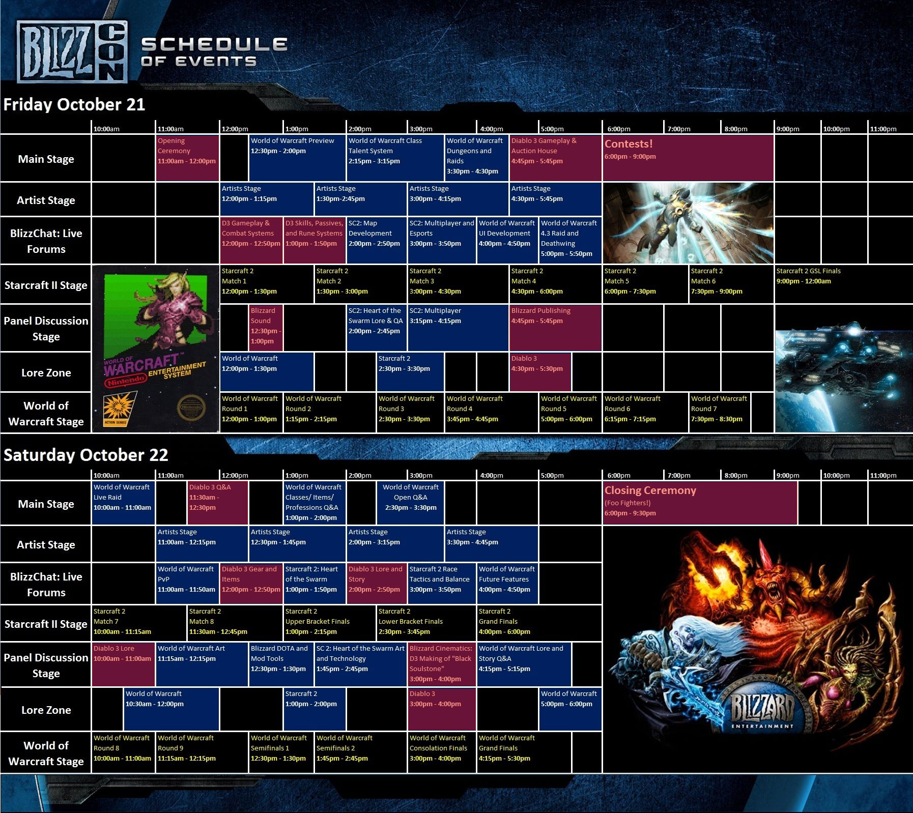 BlizzCon 2011 Schedule Planner