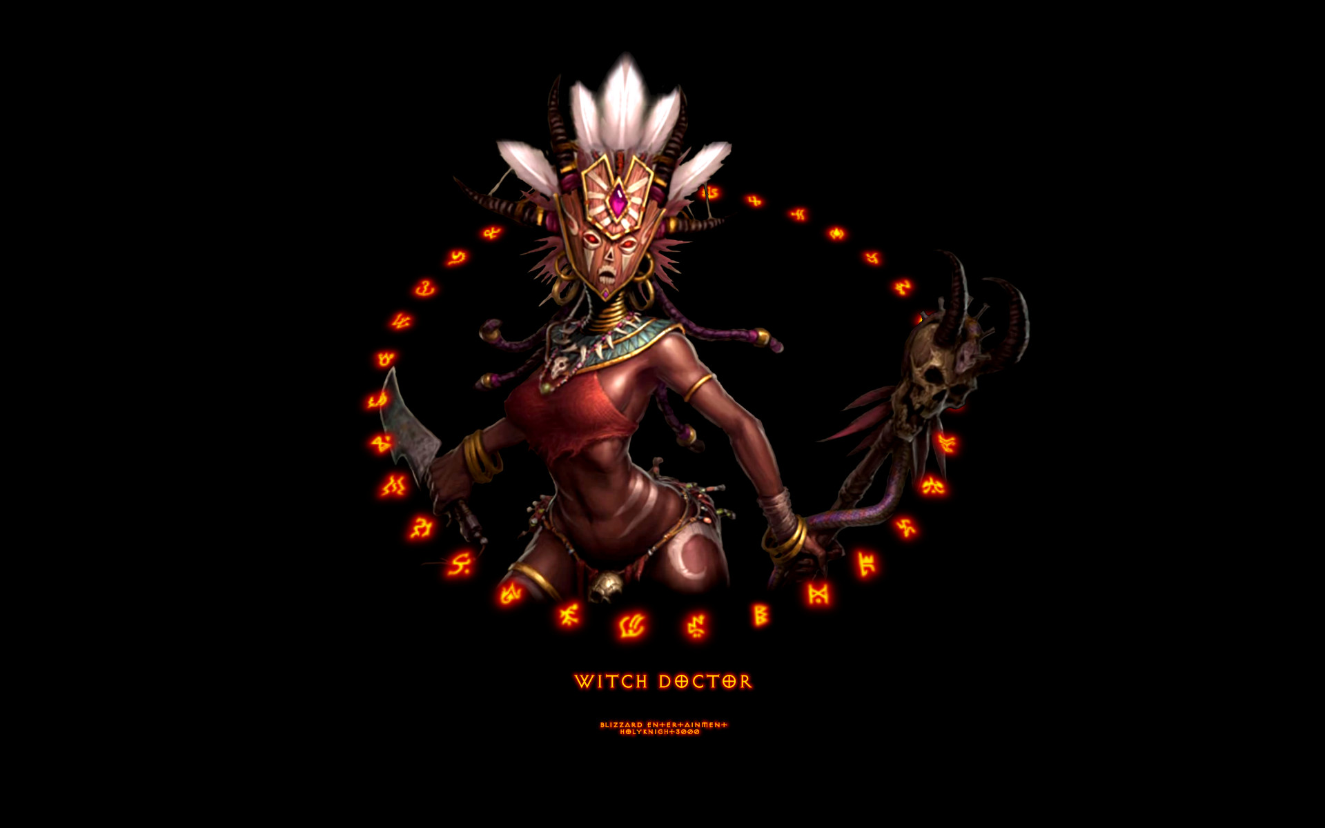 Fiery Runes - Female Witch Doctor I