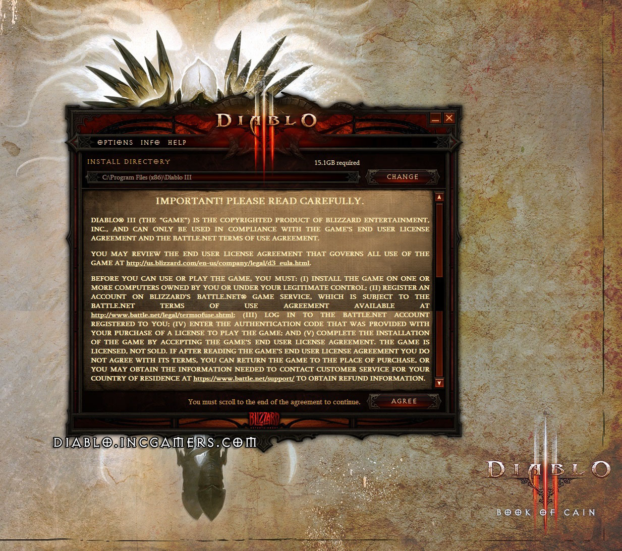 The Diablo 3 Retail Version Installer Screens