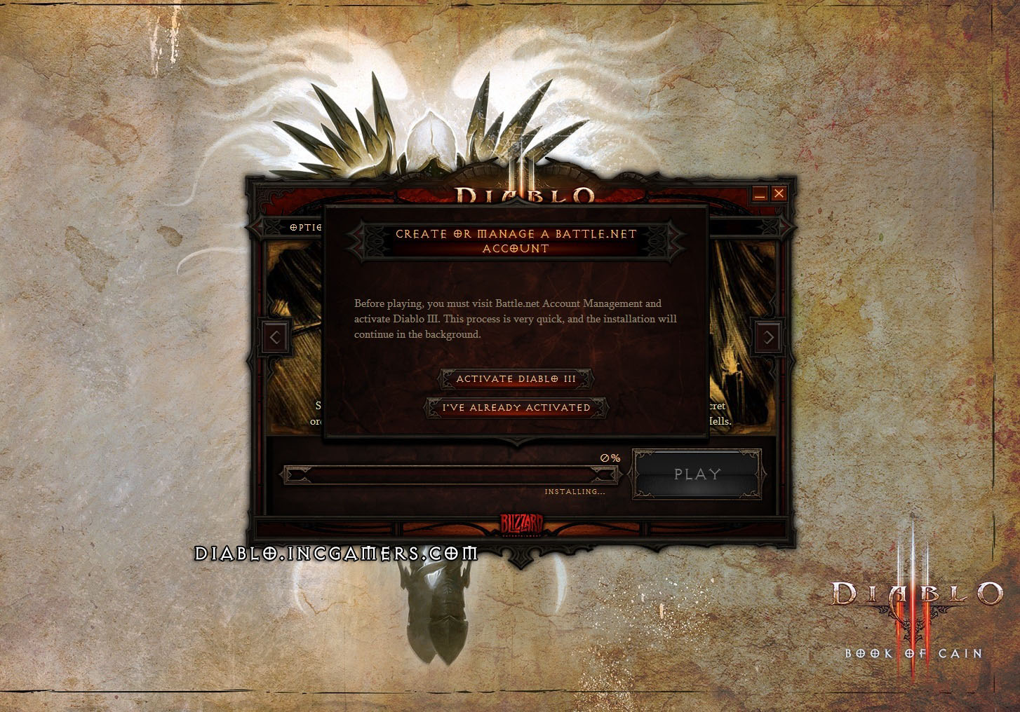 The Diablo 3 Retail Version Installer Screens